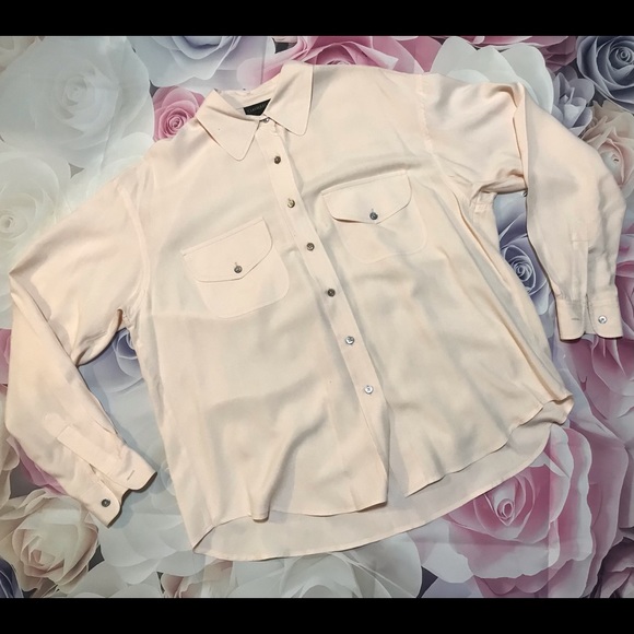 Classiques Entier, Size XL Womens, Light Peach Silk Blouse - Picture 1 of 1